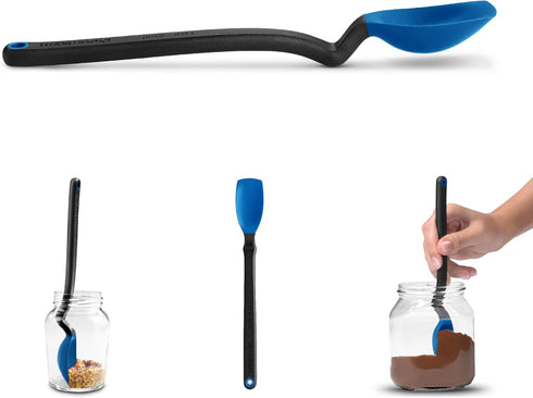 Dreamfarm Mini Supoon Non-Stick Silicone Scraping Cooking Spoon, Jar Scraper Measures 5ml Tsp - Classic Blue