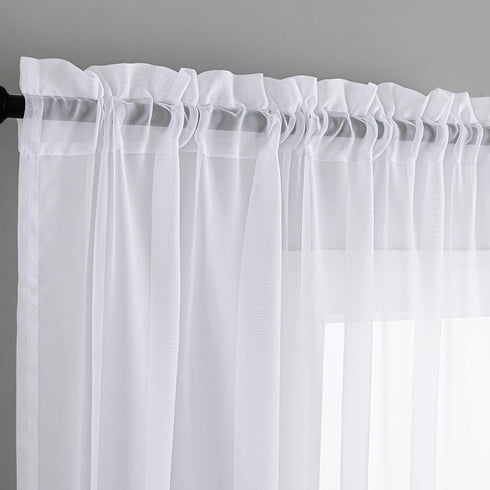 Sheer White Curtains - 63 Inch Length 2 Panels Set, Rod Pocket Voile Fimly Sheer Drapes for Living Room/Bedroom