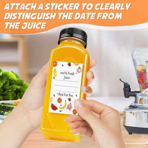 Leaflai 12oz 6 Juice Bottles - Bottles with Lids, pcs Plastic Juice Containers with Caps Reusable Drink Containers