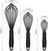 Dishwasher Safe Silicone Whisk Set of 3, Professional Kitchen Whisks for Cooking, Heat Resistant Balloon Egg Beater,