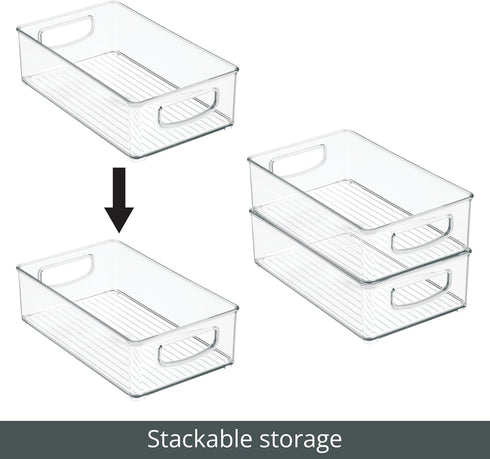 8 Pack, mDesign Small Plastic Kitchen Storage Container Bin with Handles - Organization in Pantry, Refrigerator