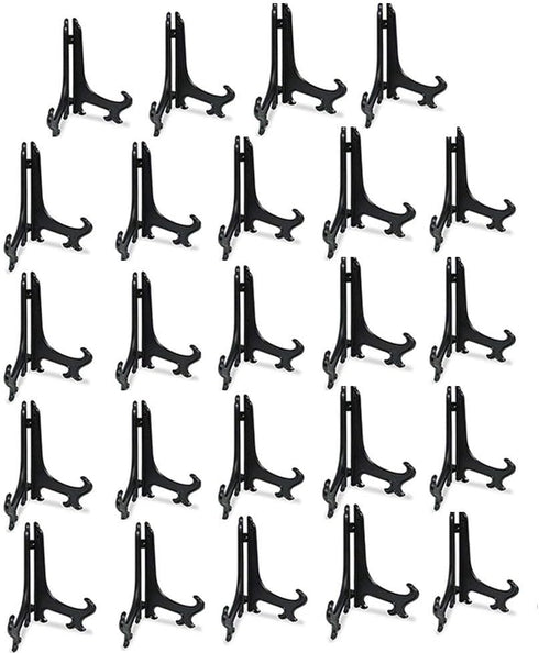 Artliving 5" Black Plastic Easels, 24pcs/Set Plate Display Stands, Picture Frame Holder