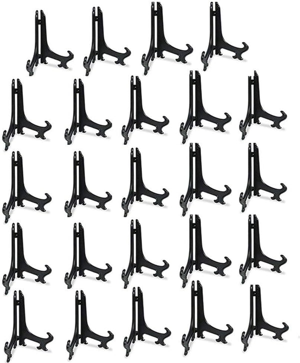 Artliving 24pcs/Set 7" Black Plastic Easels, Plate Display Stands, Picture Frame Holder