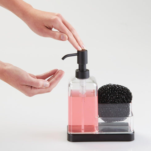 6" 3.5" 8.25", iDesign Forma BPA-Free Plastic Soap and Sponge Sink Organizer Caddy - x x Clear/Matte Black