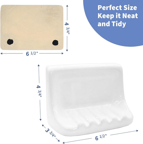 Hazzga White Vintage Mounted Ceramic Soap Dish for Shower Wall,Retro Ceramic Soap Holder Porcelain Soap Dish Holder