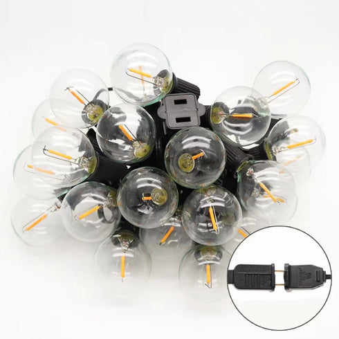 RYKUG 50FT 52 G40 Bulbs Outdoor String Light Patio Black with Shatterproof LED Clear Globe for Indoor/Outdoor