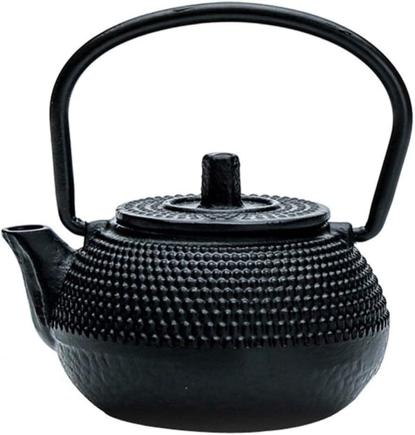 YARDWE Vintage Cast Iron Tea Pot, Small Teapot with Infuser for Loose Tea (Black, 2.83X2.75X1.69in)