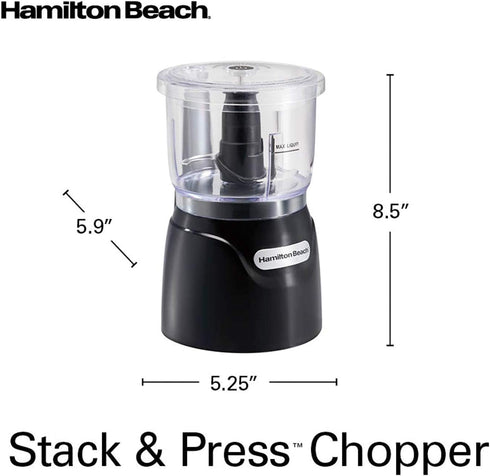 Hamilton Beach Electric Vegetable Chopper & Mini Food Processor, 3-Cup, 350 Watts, for Dicing, Black (72850)