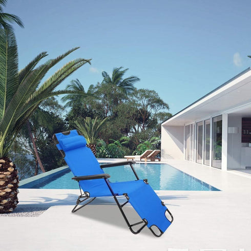 Kcelarec Outdoor Folding Chaise Lounge Chair, Patio Sun Lounger Reclining Beach Chair Sun Patio Pool Lawn Recliner