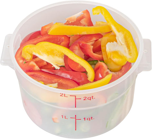 Restaurantware-Met Lux 2 Quart Food Storage Container - Translucent with Red Volume Markers, Lids Sold Separately
