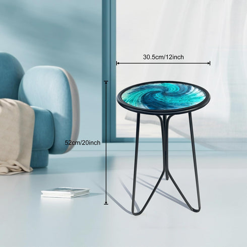 12inch) LIFFY Patio Side Table, Small Round End Table, Metal Side Table Outdoor, Small Porch Table for Indoor Balcony