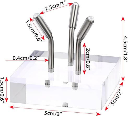 Hipiwe Acrylic Display Stand, Medium Three Metal Peg Easel for Fossils, Crystals, and Geodes in Silver