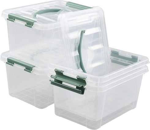 4-Pack Clear Storage Box Tote, 6 Quarts Plastic Bins with Lids