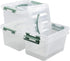 4-Pack Clear Storage Box Tote, 6 Quarts Plastic Bins with Lids