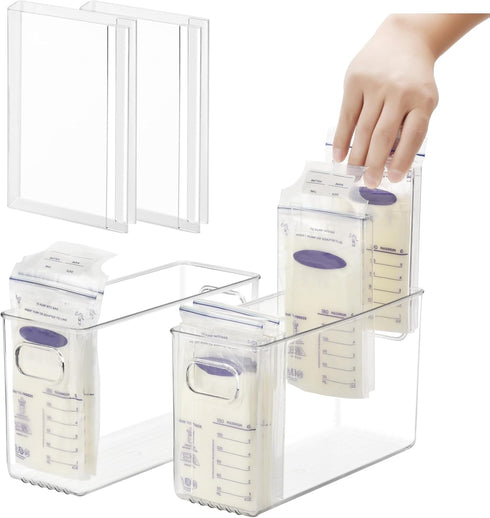 Ugotfeels Breastmilk Storage Container with Freezer Flattener Kit to Flatten Standing Breast Milk