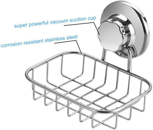SANNO Suction Cup Soap Holder, Soap Dish Saver Tray for Shower Wall, Bathroom, Stainless Steel