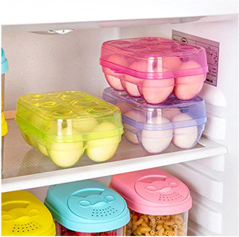 JAMOR 6 Grid Egg Storage Box, Portable Egg Carriage Container for Refrigerator, Camping, Picnic Essential (Blue)