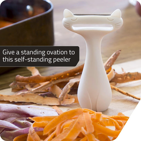 Peleg Design CatPeeler, Cute Vegetable Peeler for Potato, Carrot, Fruit, Kitchen Utensil Décor (White)