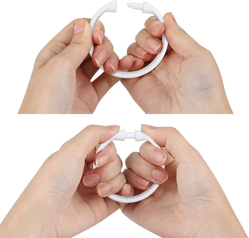 Qulable Shower Curtain Rings 12 Pack Plastic O-Shaped Hooks Glide Easily on Bathroom Shower Rod White