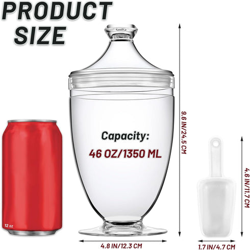 Wongblee 46 oz, Large Acrylic Jar with Lid Bath Salt Container with Scoop, Shatterproof Apothecary Jar for Bathroom