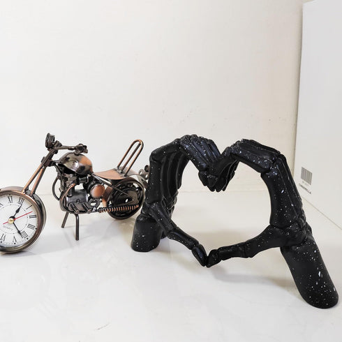 Skeleton Hands Statue,Heart Hands Sculpture,Hand Gesture Desk Statues Love Ornaments,Heart Shape Finger Gesture