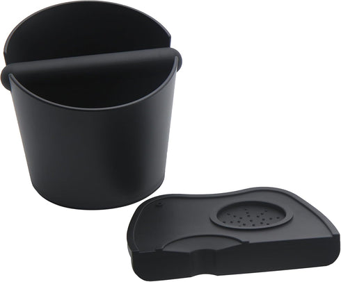 6.3 inch Large Espresso Knock Box, Silicone Tamper Mat Set with Removable Knock Bar for Home Office Barista Tools
