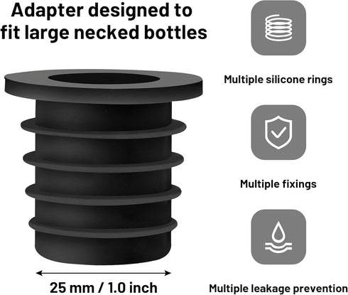 Liquor Pourer Adapters for Large Liquor and Olive Oil Bottles, Converts Regular Size Spout to Large Pouring Spout, 6