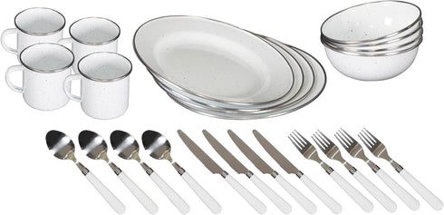 Stansport 24-Piece Camping Enamel Tableware Set