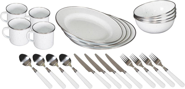 Stansport 24-Piece Camping Enamel Tableware Set