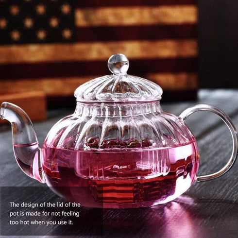 Glass Teapot with Infuser, Loose Leaf and Blooming Tea Maker, Stovetop Safe Kettle