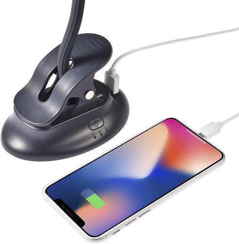 Clip on Fan USB Battery Operated Desk Clip Fan with Emergency Power Bank, Rechargeable Personal Fan, Navy Blue