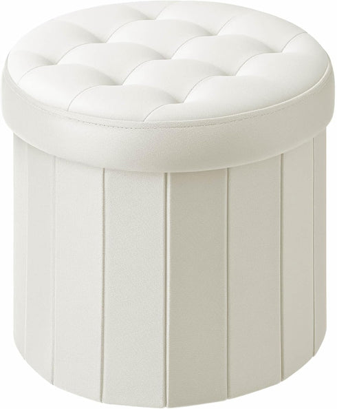 Bsketa Folding Storage Ottoman Round 15Inch, Foot Stool with Thicker Foam Padded
