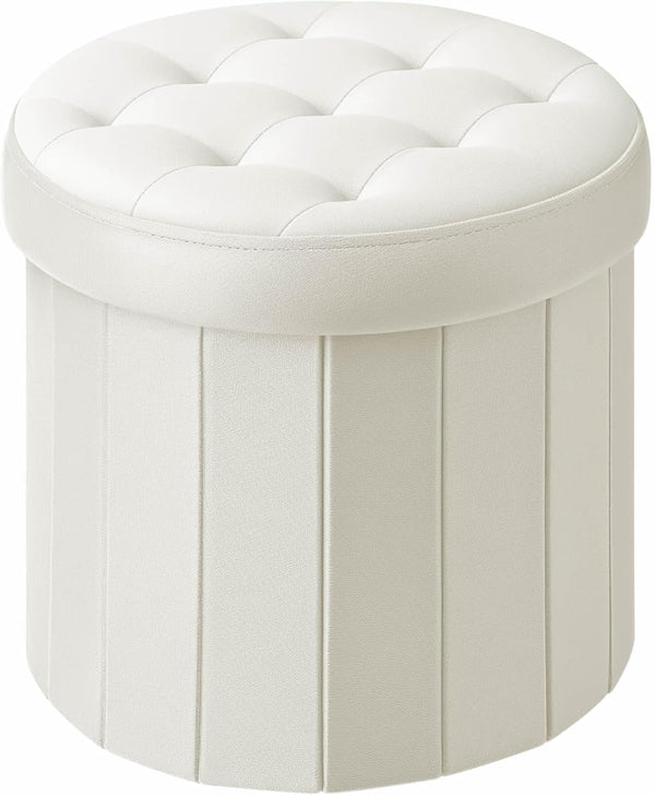 Bsketa Folding Storage Ottoman Round 15Inch, Foot Stool with Thicker Foam Padded