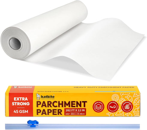 Katbite Heavy Duty Parchment Paper Roll, 12 in x 262 ft Non-Stick for Baking, Cooking, and Grilling