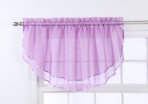 Stylemaster Elegance Sheer Voile Ascot Valance, 60" x 24", Lilac