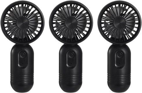 Portable Mini Fan 3-Pack, Handheld Personal Small Fan with 3-Speed, USB Rechargeable Battery Operated, Black