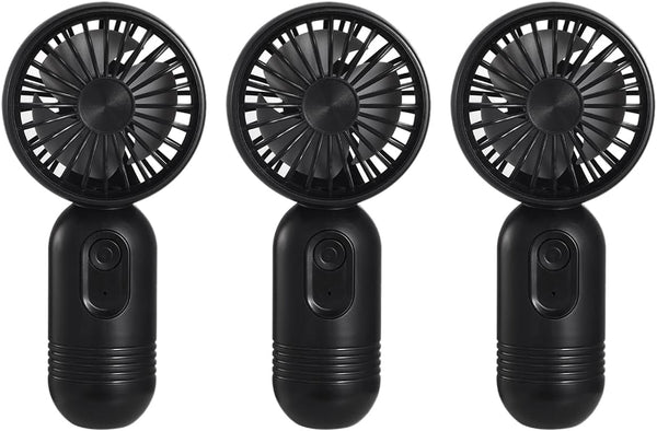 Portable Mini Fan 3-Pack, Handheld Personal Small Fan with 3-Speed, USB Rechargeable Battery Operated, Black