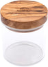 Berard Glass Storage Jar with Olive Wood Lid, 13.5-Ounce, Brown