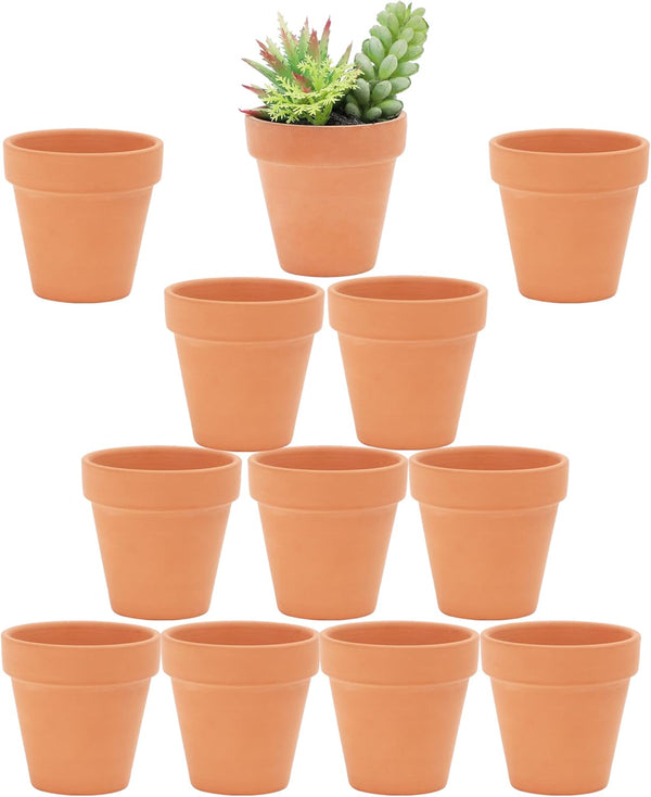 Yishang 2.5 Inch Terracotta Pots, Small Mini Clay Planter with Drainage Holes, 12 Pack for Indoor/Outdoor Plants