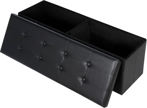 LEMY 43 Inches Folding Ottoman Storage Bench, Foot Rest Stool with Wooden
