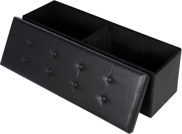 LEMY 43 Inches Folding Ottoman Storage Bench, Foot Rest Stool with Wooden