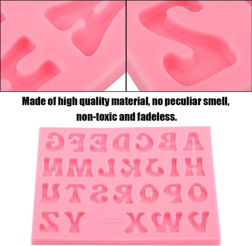 Alphabet Silicone Mold, 26 Uppercase Letters for Cookies Desserts Making Tool, Chocolate Fondant Polymer Clay