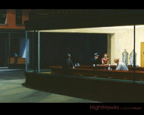 Nighthawks by Edward Hopper Art Print Poster, 20x16, Famous Painting Masterpiece