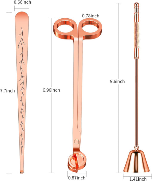 Calary 3 in 1 Candle Care Kit, Wick Trimmer, Snuffer & Dipper Set in Rose Gold
