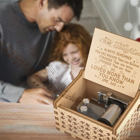 Ucuber You are My Sunshine Music Box, Gift for Daughter from Dad, Wood Laser Engraved Vintage Cute Box, Best Gift