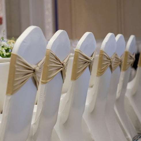 13" 5" 10 Pack PATIKIL x Stretch Chair Sashes Bows, Elastic Chair Bands Sashes with Buckle Slider for Wedding Banquet