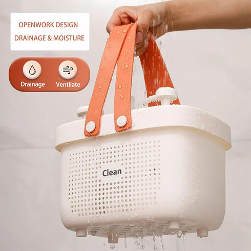 JiatuA Shower Caddy Baskets - Plastic Storage Bins with Silicone Handles for Bathroom, Kitchen, Closet, Bedroom (Small