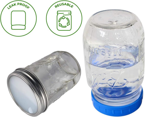 Leak Proof Platinum Silicone Sealing Lid Inserts for Mason Jars, 10 Pack, Regular Mouth