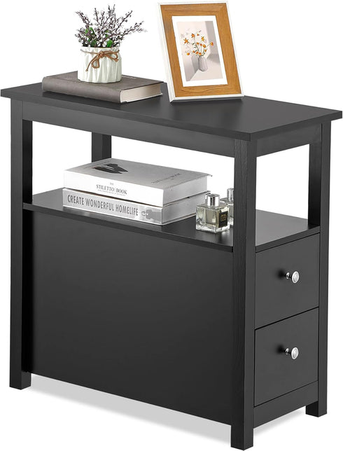 ZENY Compact End Table with Drawer and Open Shelf - Perfect for Living Room or Bedroom