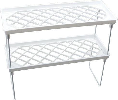 YIKANGHENG Kitchen and Bedroom Storage Rack, 2 Pack 13.8 Inch x 5.5 Inch White Glass Shelf for Cups and More